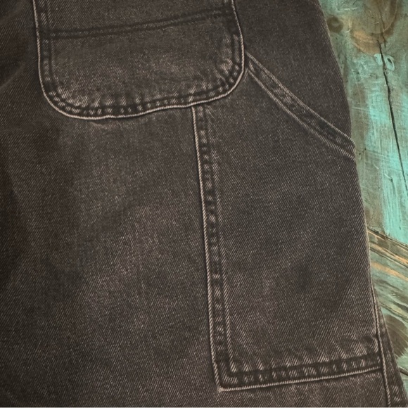 Old Navy Black Slouchy Straight Ankle Jean Overalls Size 14 Petite - Picture 12 of 15